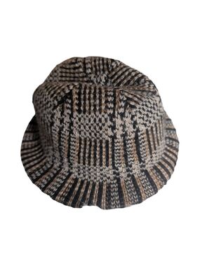 bill blass Knit Bucket Hat - Black, Brown & Cream